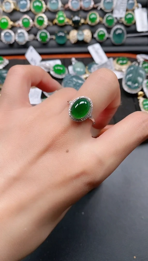 银S925镶嵌戒指翡翠11