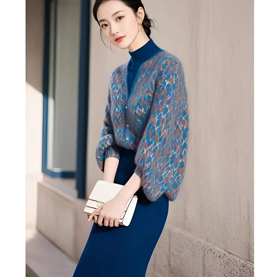 小香风V领复古针织开衫女2025秋冬新款欧货气质高级软糯毛衣外套