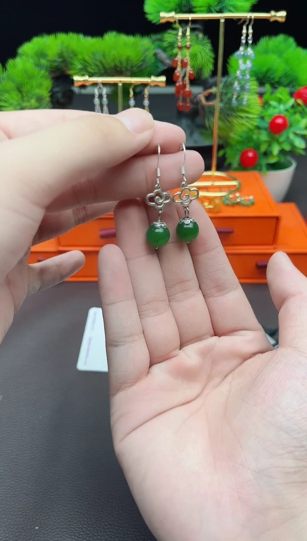 玛瑙/玉髓耳饰银S925镶嵌532