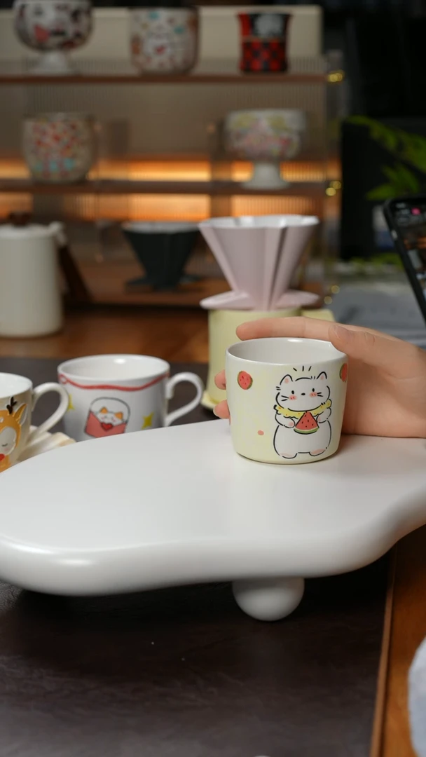 陶瓷无盖款小猫咖啡杯