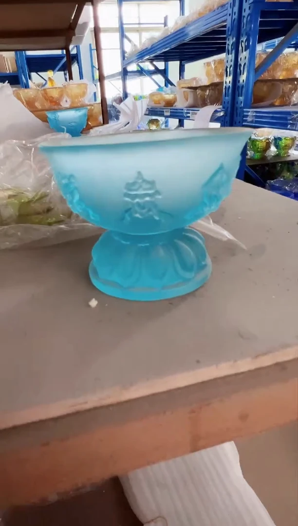 琉璃手工艺品古法琉璃八吉祥供碗摆件