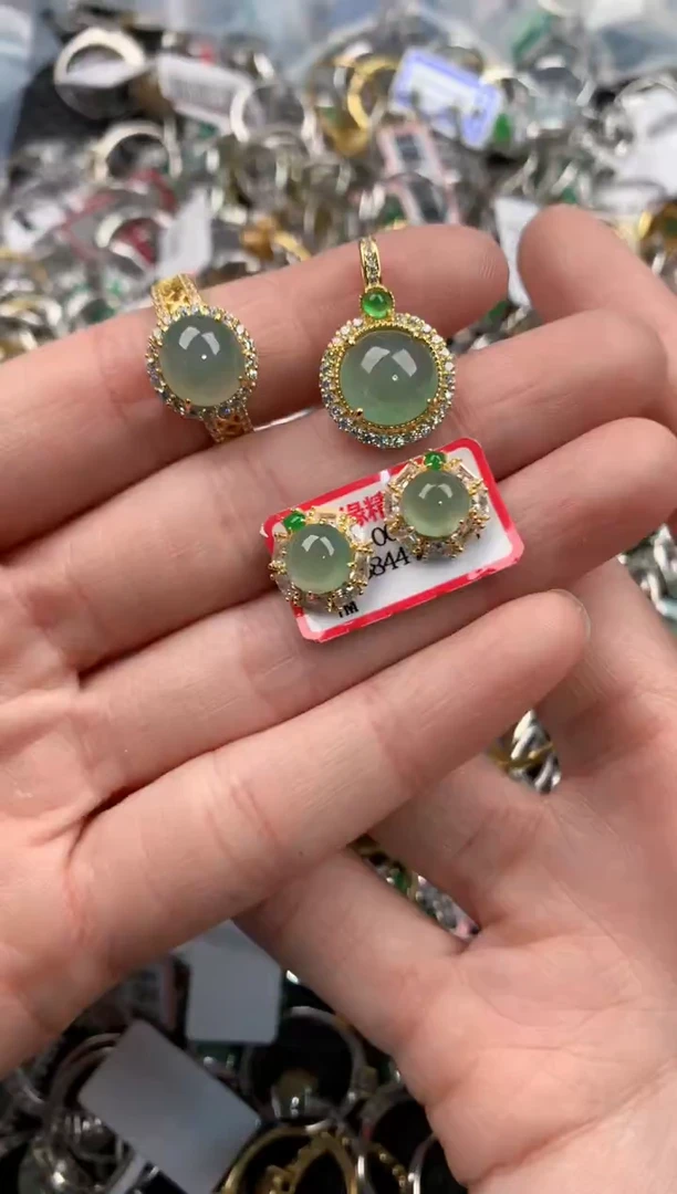 银S925镶嵌戒指翡翠222   8