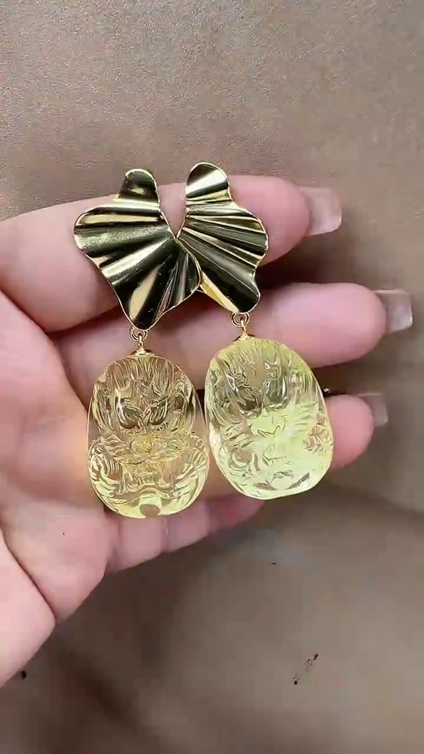 琥珀颈饰未镶嵌耳环