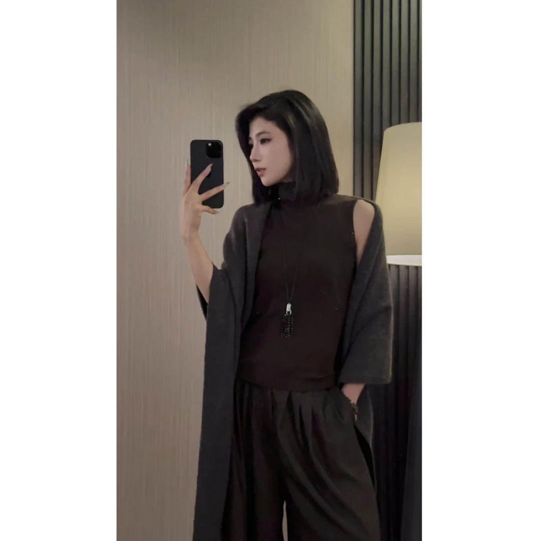 【ZZ严选】74754简约高智感穿搭~无袖毛针织衫女吊带背心上衣秋季