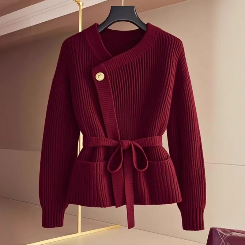高级感超好看慵懒风毛衣女2025秋冬新款收腰显瘦百搭针织开衫上衣