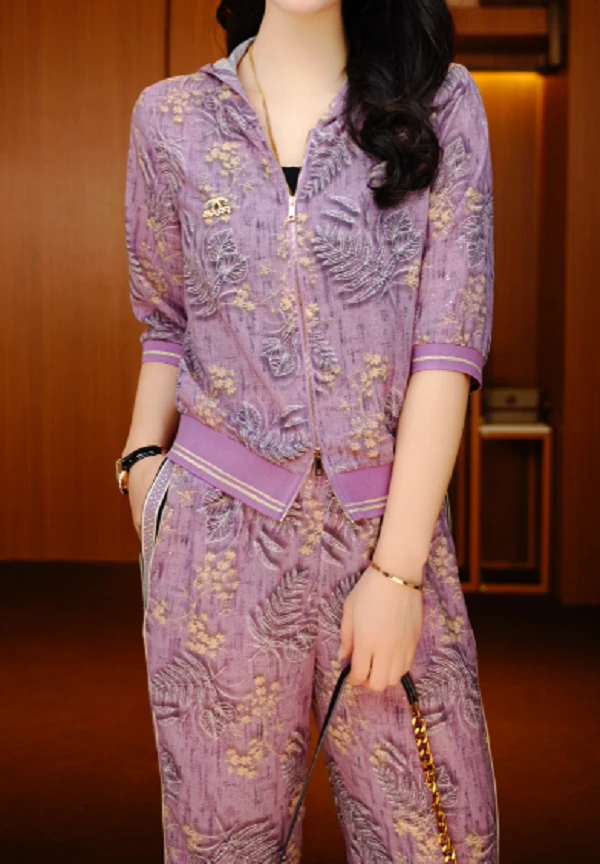 紫萝花影-夏季极简风减龄优雅轻奢时尚百搭气质套装