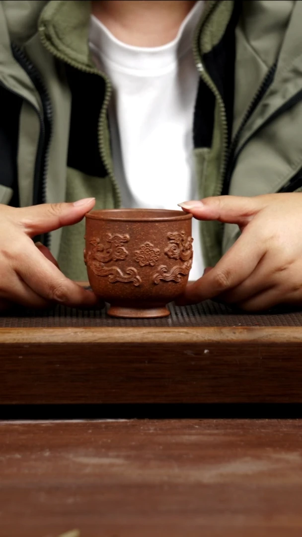 茶壶紫砂龙骨金砂凤杯150CC