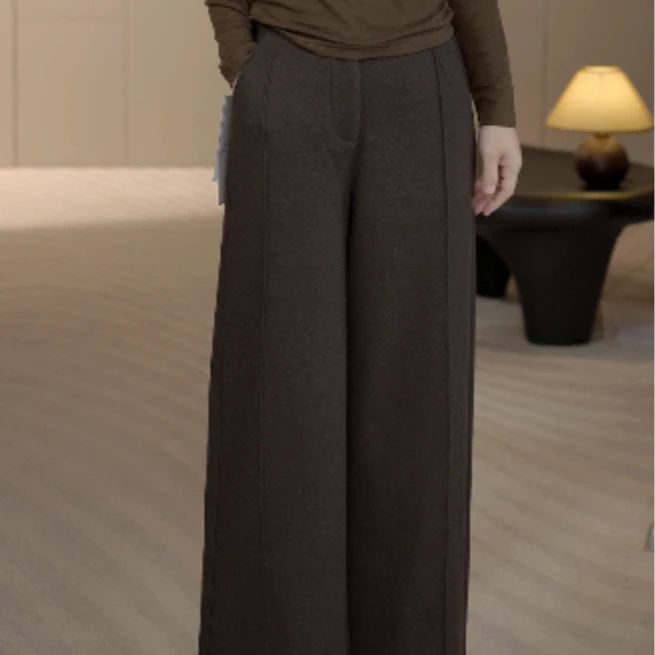 高腰休闲风阔腿裤绵羊毛秋冬休闲裤