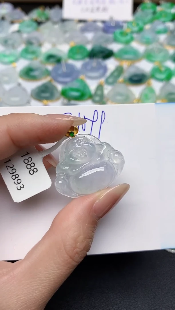 颈饰18K金镶嵌翡翠天然缅甸A货翡翠百元以上9元证书费自理