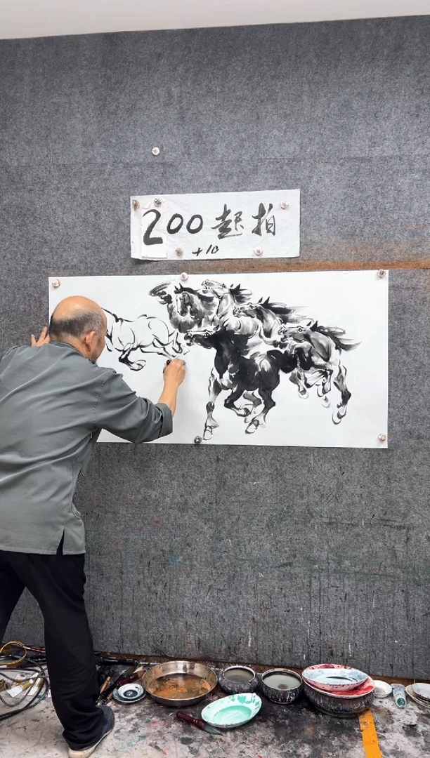 国画八骏雄风 带收藏证书