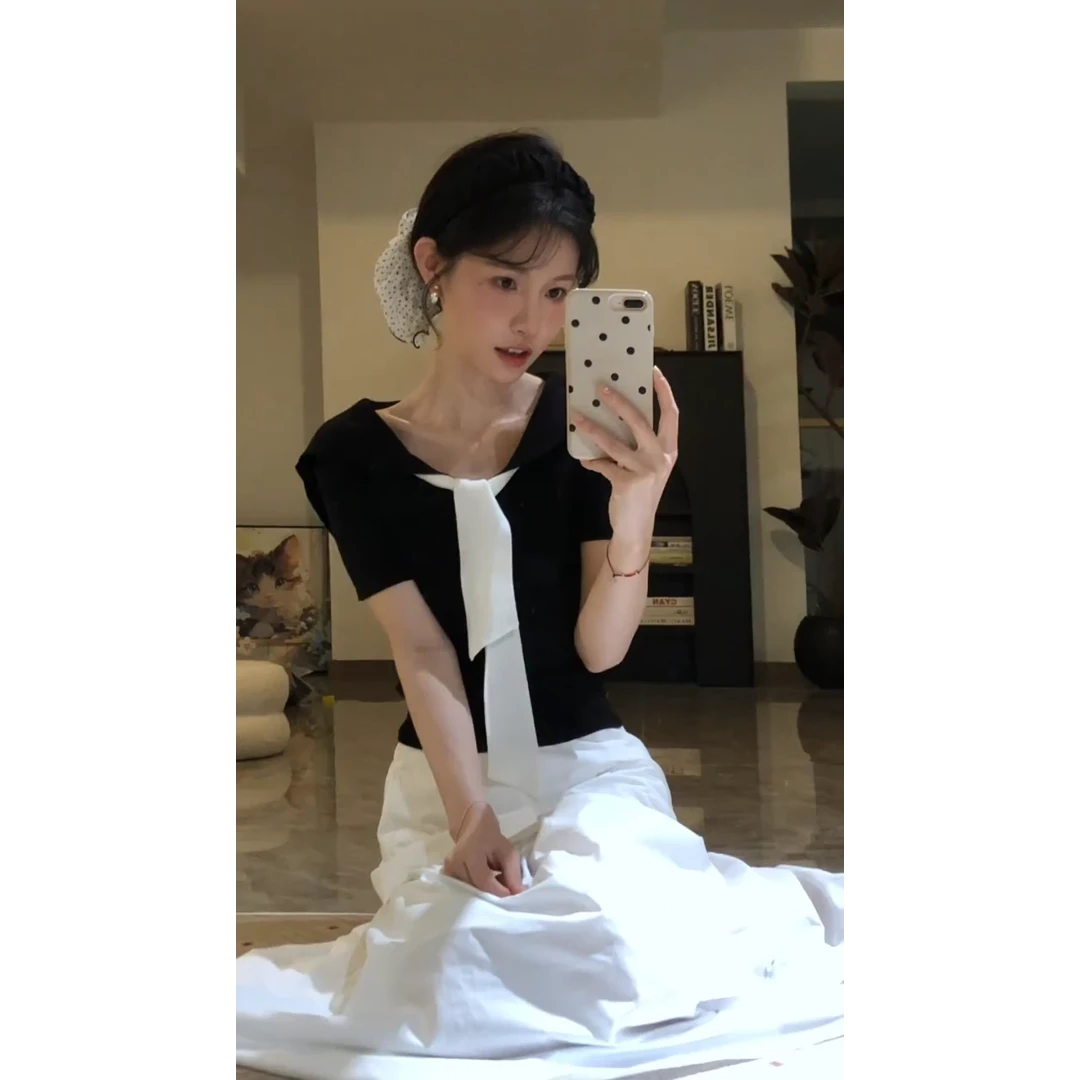 MARIE.COCO韩系高级感气质穿搭设计感绑带上衣女夏季不规则半身裙