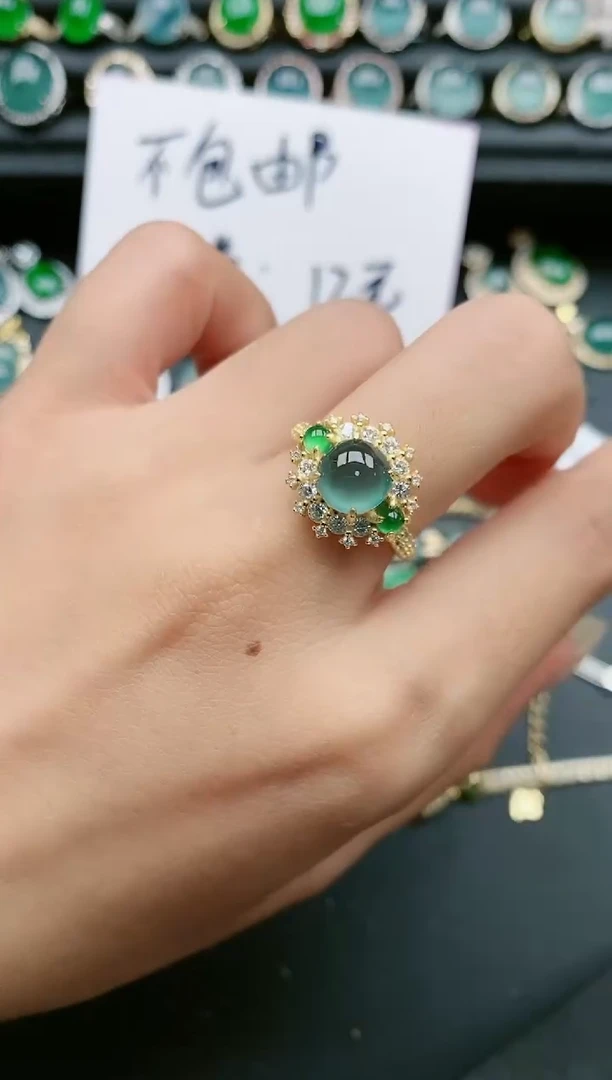翡翠戒指银S925镶嵌111111