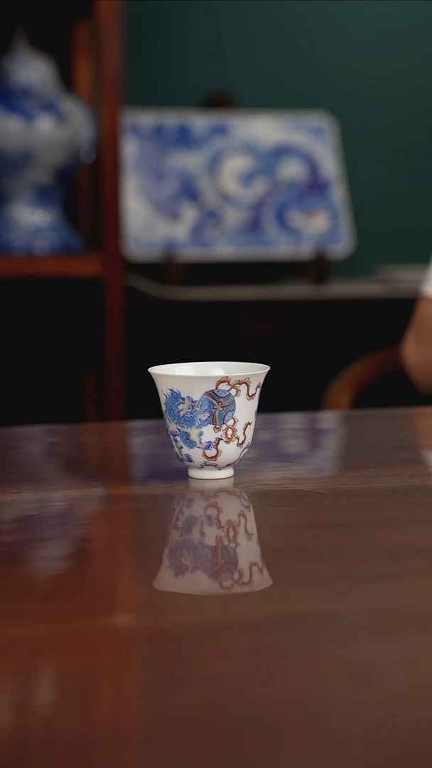 空山明月 新斗彩 双狮