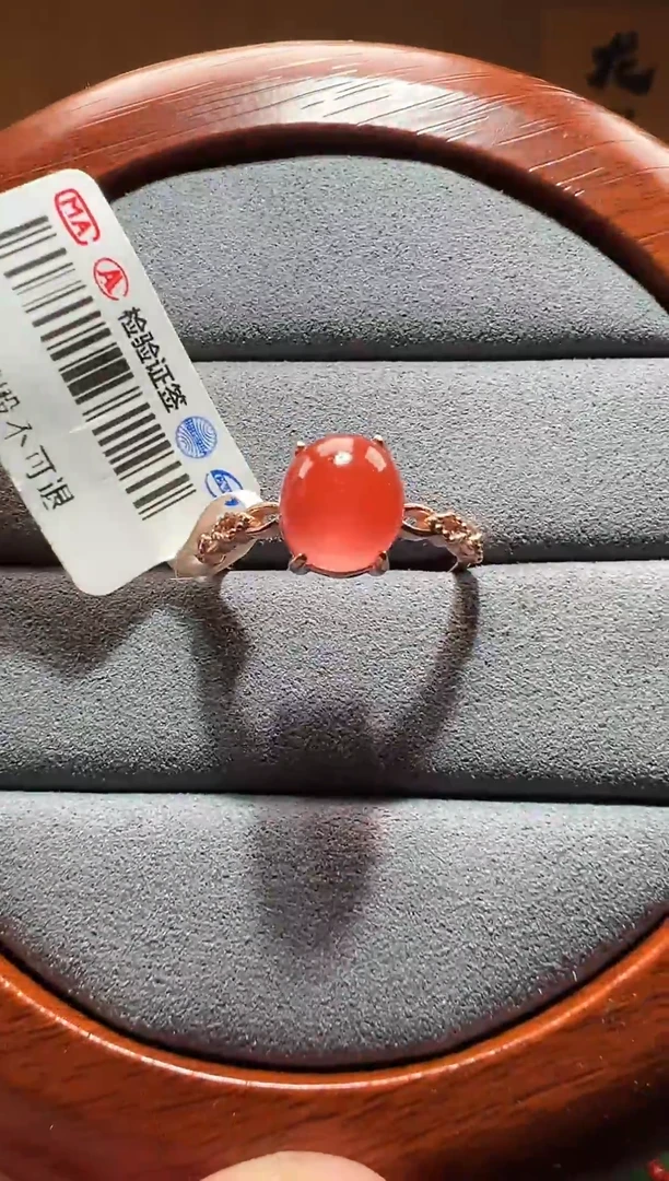 南红玛瑙银S925镶嵌戒指保山冰红戒指/ha34002多样性发货