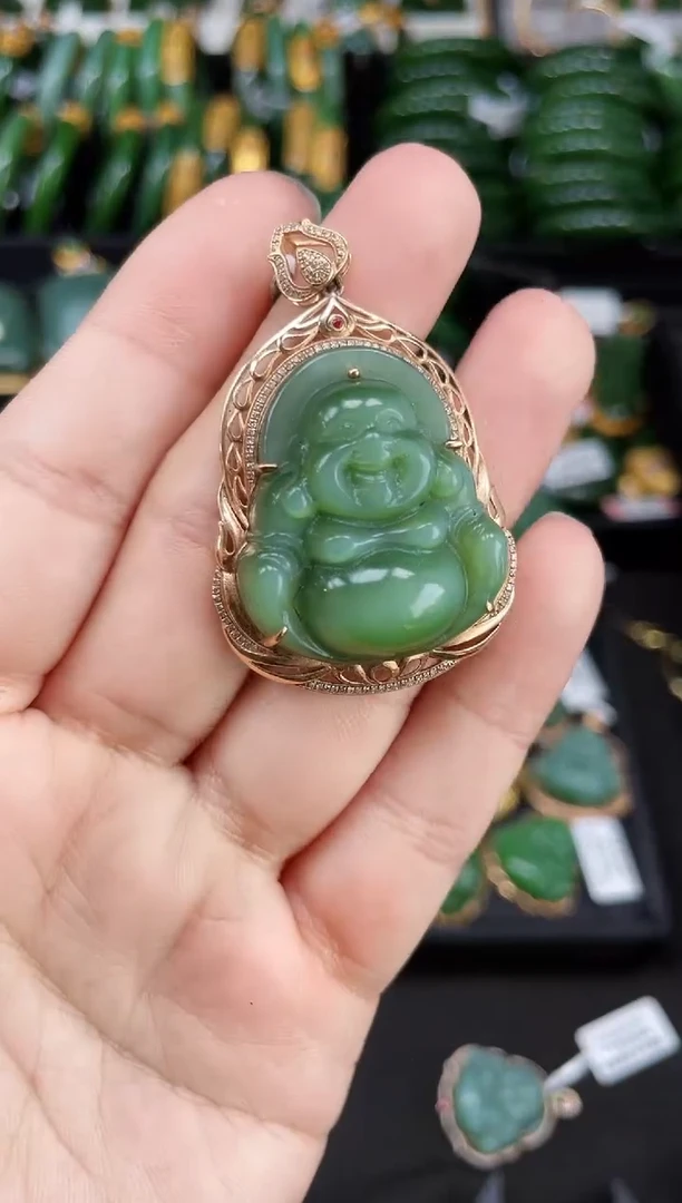 【闪购商品】和田玉吊坠18K金镶嵌33MM 多样性发一