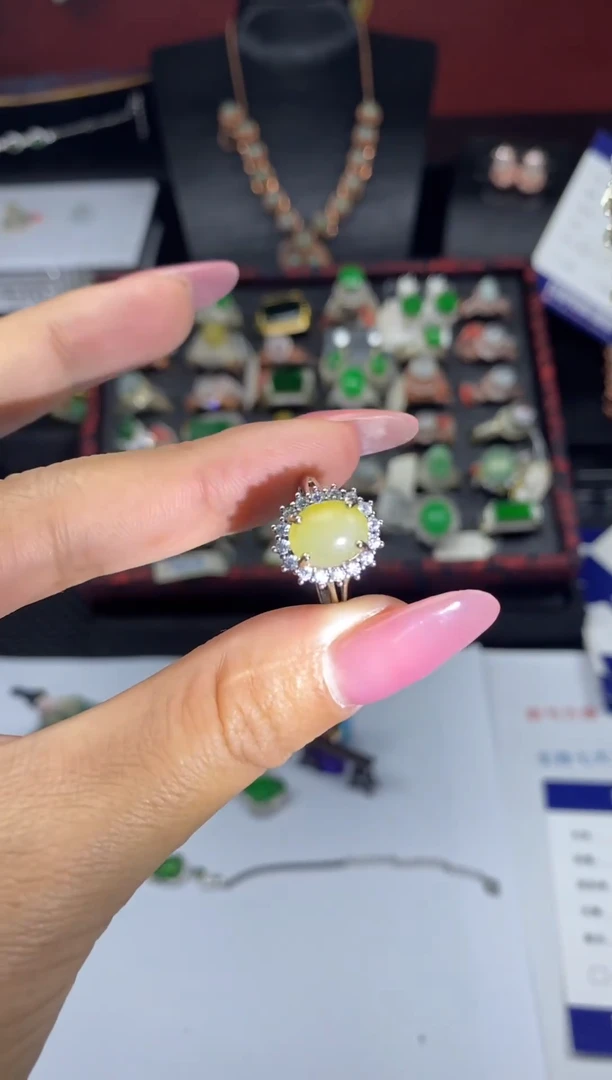 银S925镶嵌戒指翡翠1