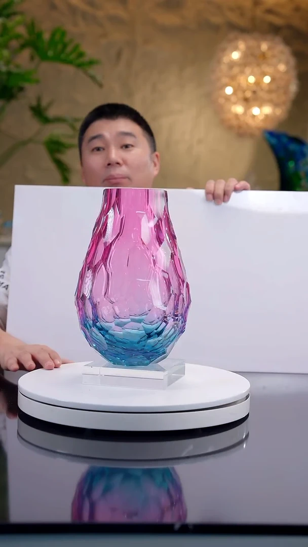 手工艺品琉璃金红蓝凹面水滴瓶