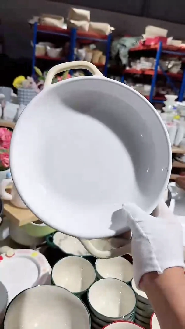 陶瓷双耳盘微瑕 凑满20元包邮