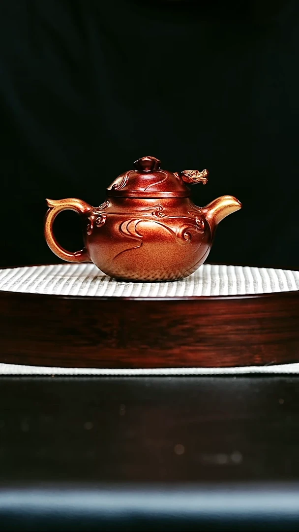 茶壶紫砂宜兴紫砂 鱼化龙  贝壳烧32