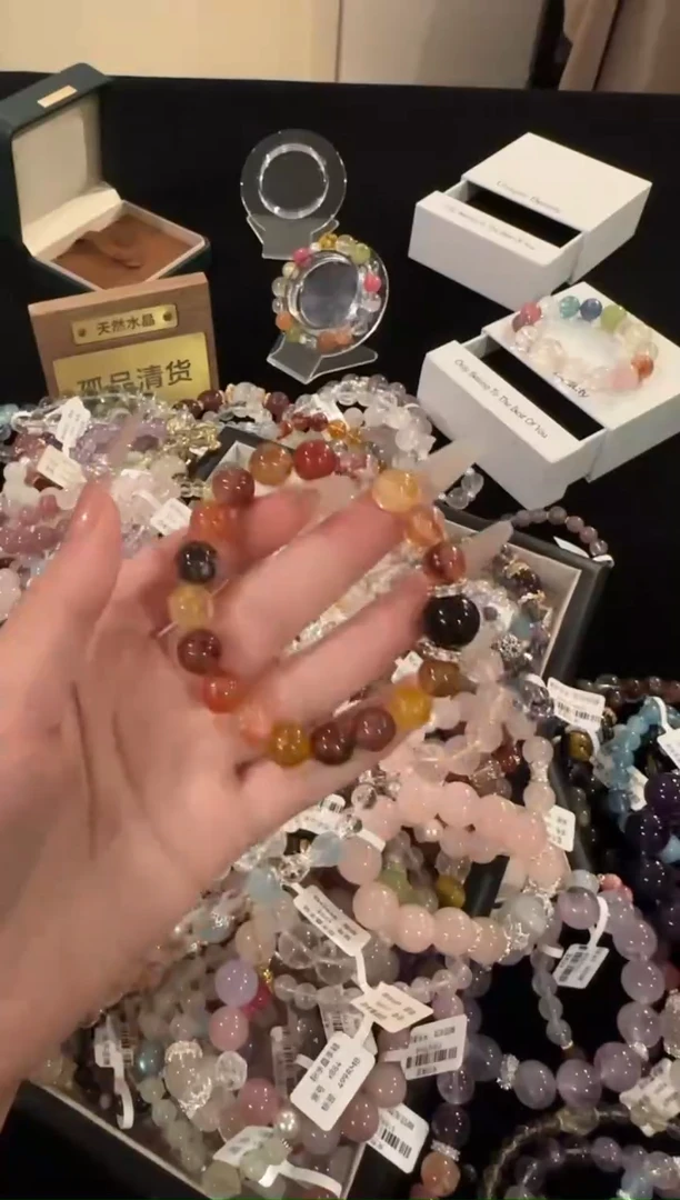 水晶手链合金胶花多宝x764