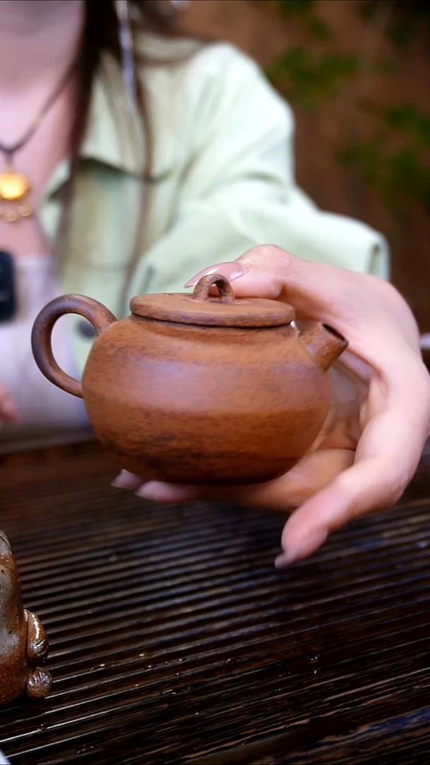 F02原矿巨轮炮嘴磨砂感老岩泥茶壶