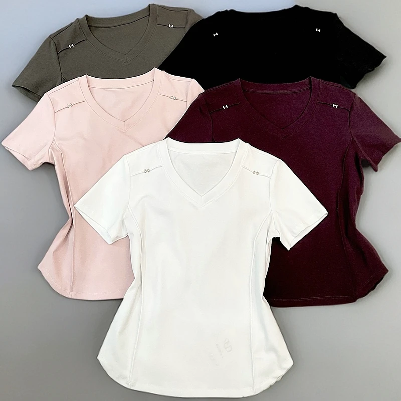 2025新款鱼骨线桃心领上衣T恤