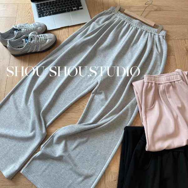 【瘦瘦】冰凉Q弹-大码夏季松紧腰糯糯弹弹果冻直筒长裤S01474