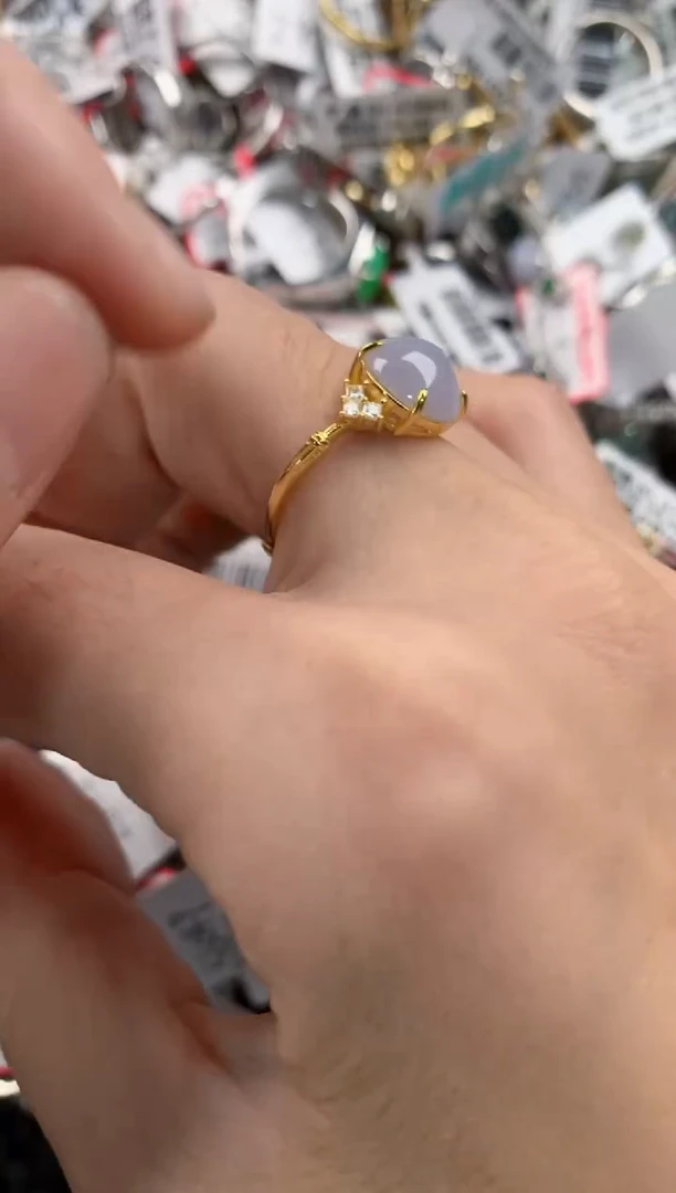 银S925镶嵌戒指翡翠10          10