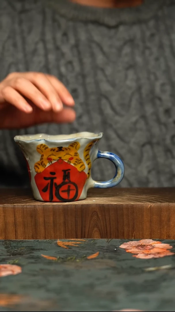 杯釉下彩手工手绘同款陶器