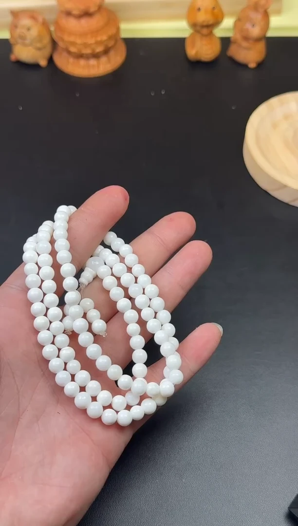 贝壳手串/手链白色贝壳108X6MM多圈