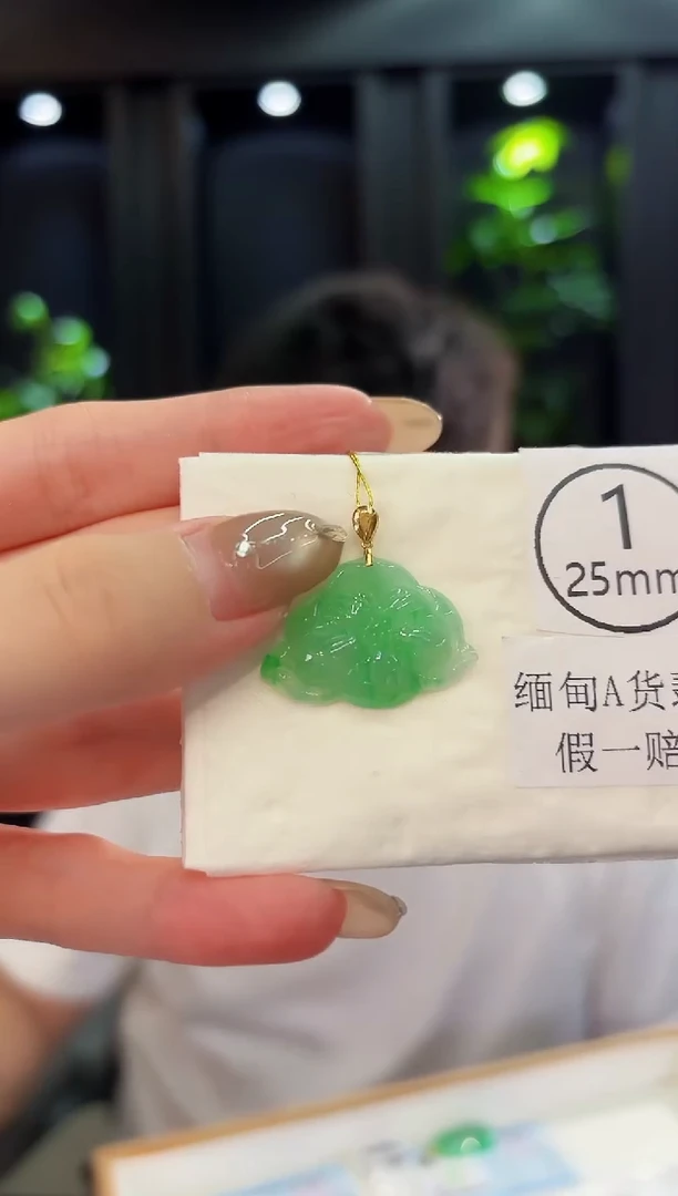 翡翠18K金镶嵌颈饰 缅料A货/支持复检/一件
