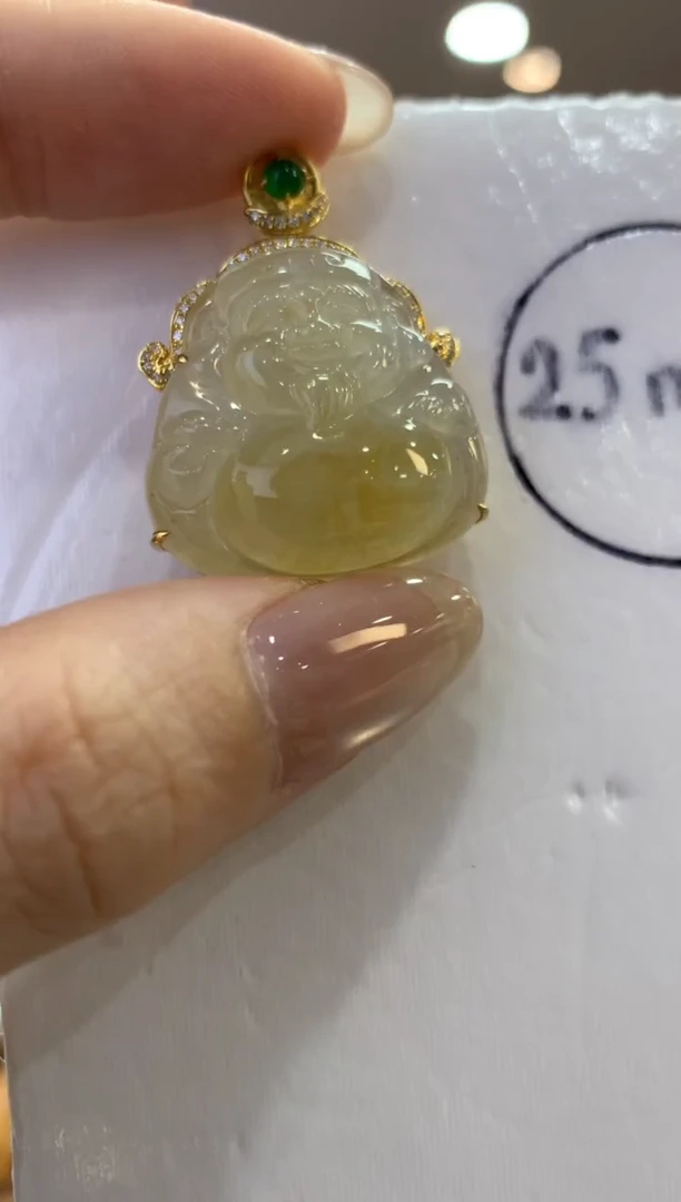 翡翠18K金镶嵌吊坠(不含链)财神