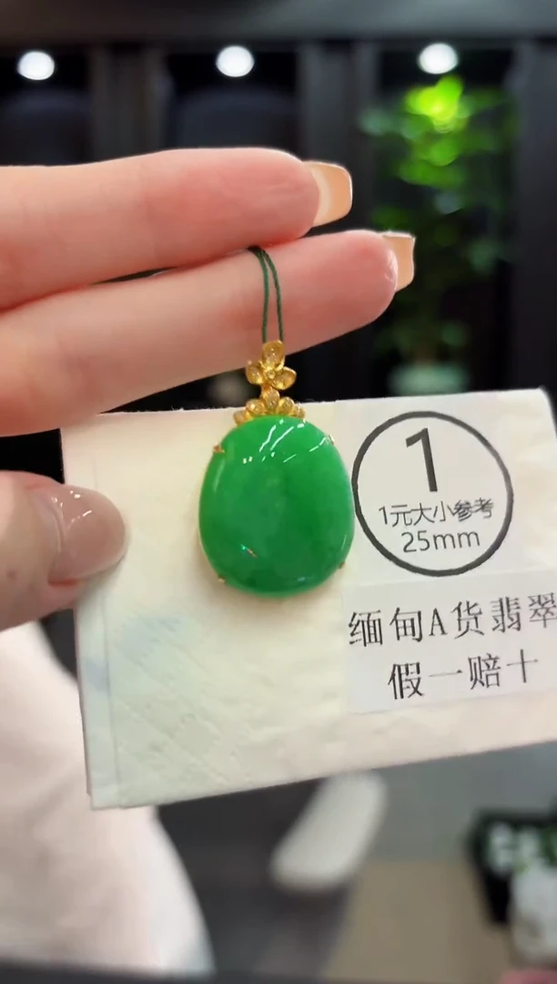 颈饰18K金镶嵌翡翠 缅料A货/支持复检/一件