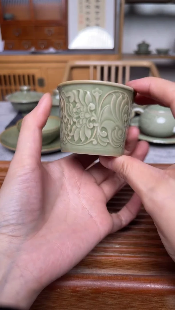 其他耀州窑金银花主人杯   微瑕