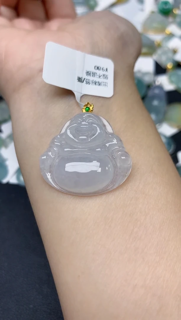 颈饰18K金镶嵌翡翠天然缅甸A货翡翠