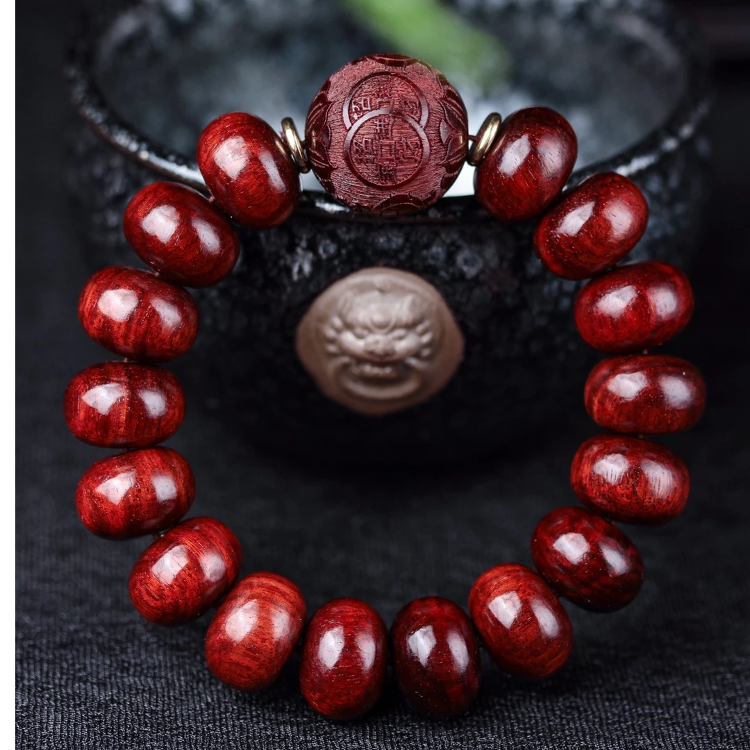 A140小叶紫檀木佛珠算盘珠百搭配饰财招进宝手串持念珠文玩男女