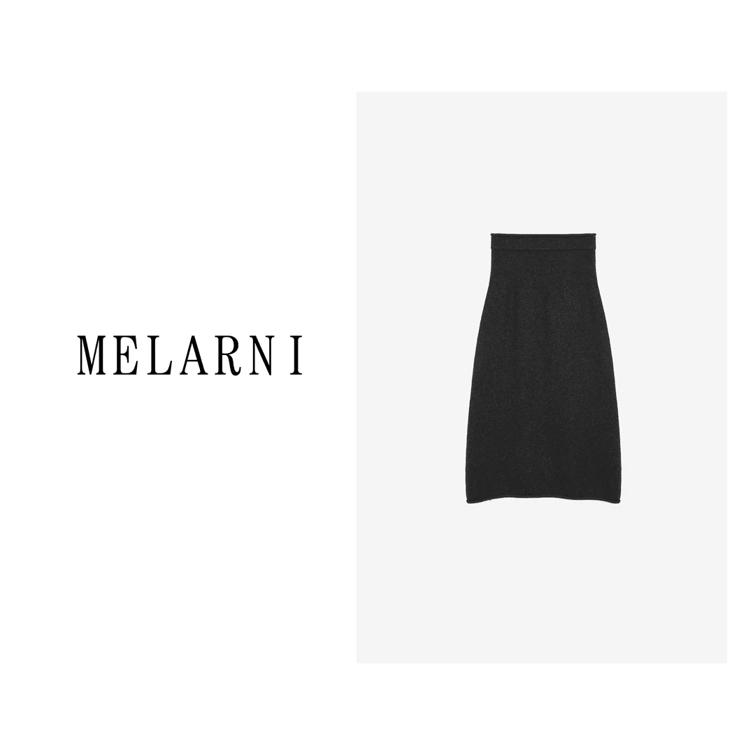【MELARNI】简约舒适纯色百搭羊毛半身裙半裙MLN10830