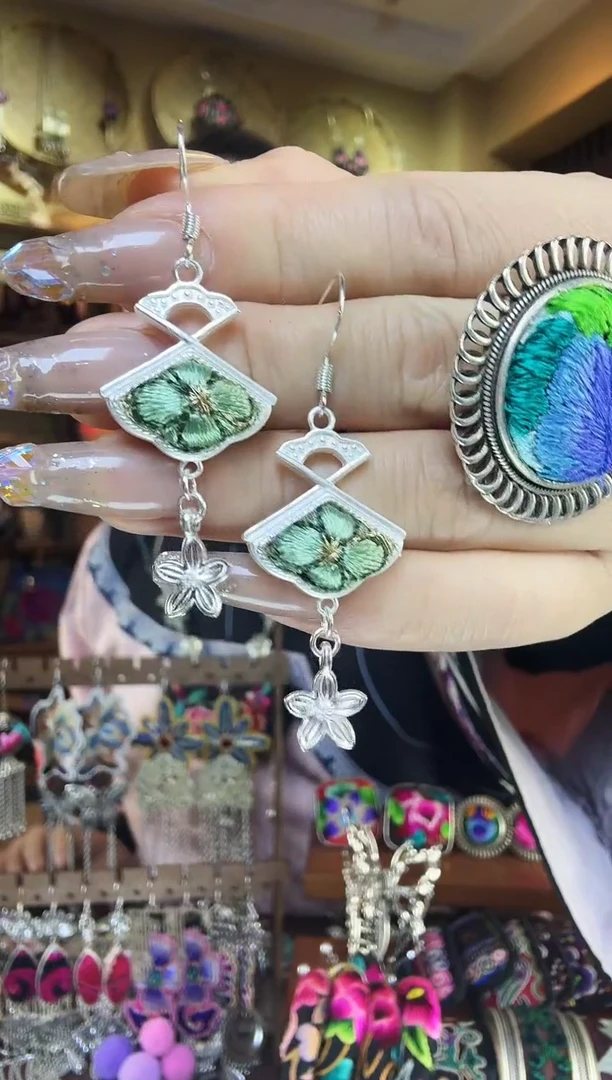 刺绣非遗刺绣民族风耳环