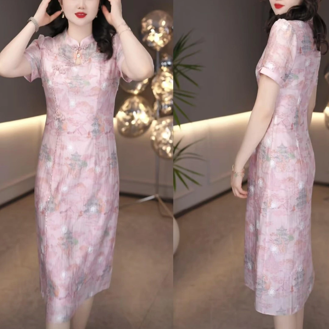 2025夏季时尚修身显瘦气质静奢优雅国风新中式改良旗袍连衣裙子