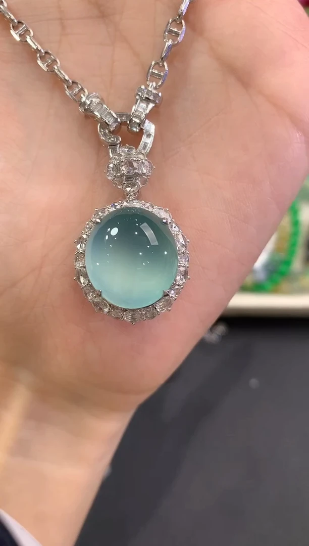 吊坠(不含链)18K金镶嵌翡翠f10