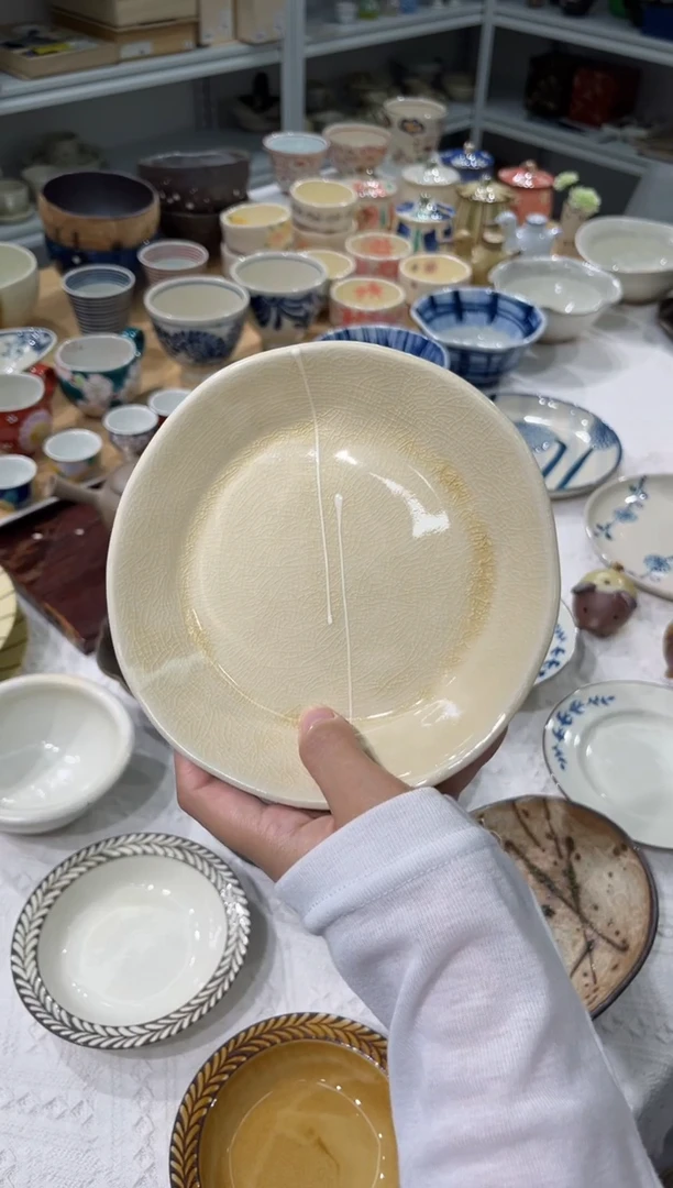 瓷片灶师窑孤品线条圆盘