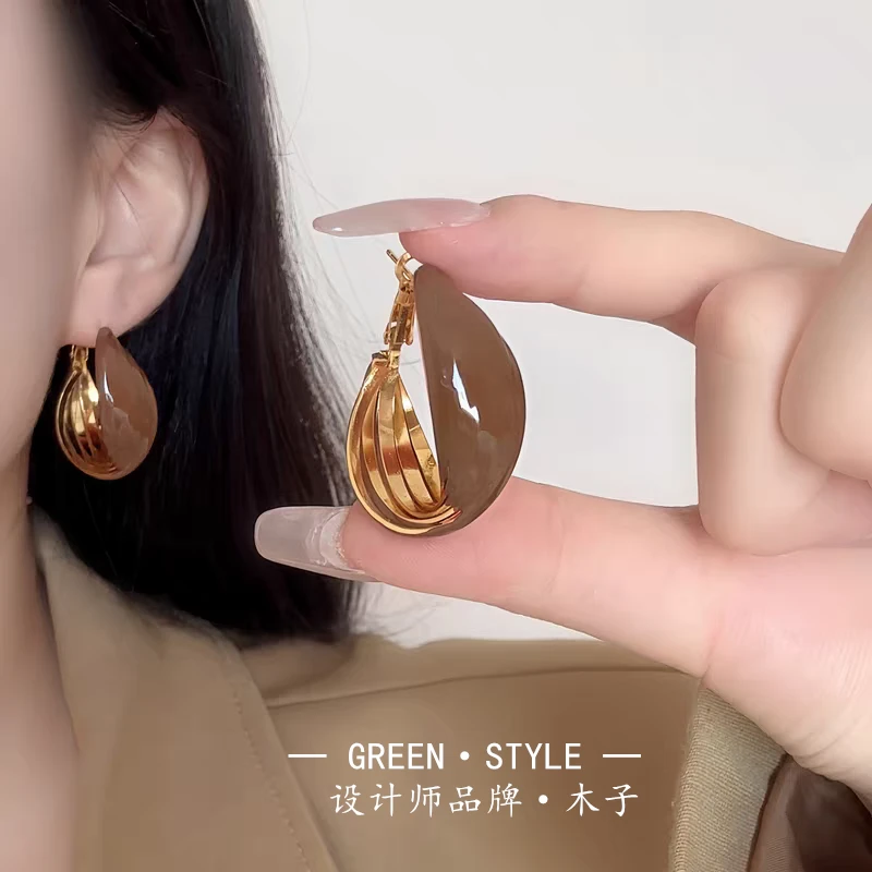 铜合金耳饰 【美拉德耳圈】气质复古个性轻奢高级简约时尚精致-A36