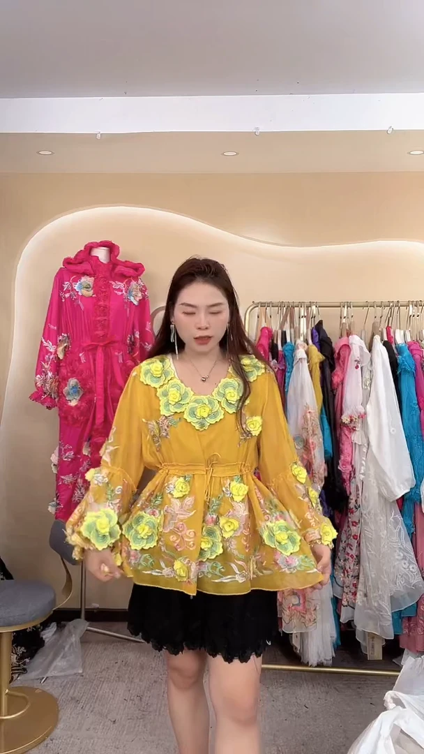 常规黄色花后上衣XL  XXL