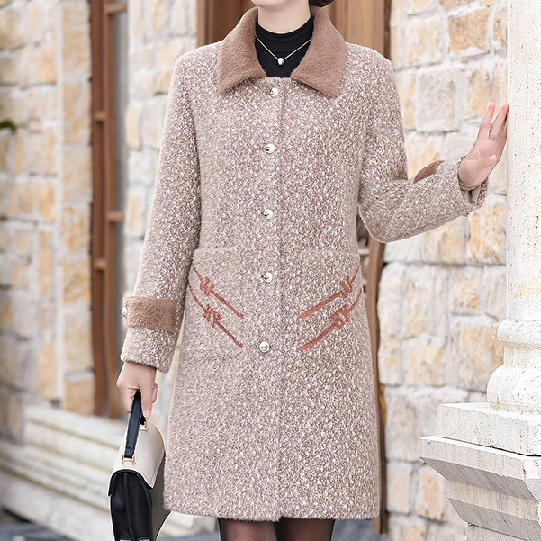 【撤柜断码甩】M1254时尚休闲外套气质洋气中长款大衣女