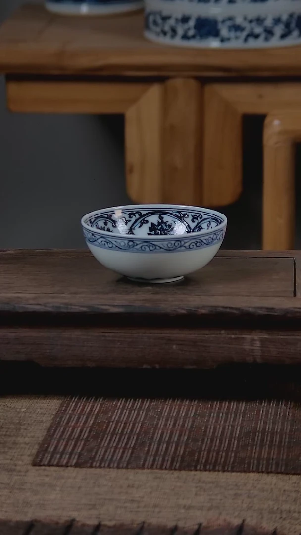 杯折葵非器手工手绘缠枝宝相普洱杯