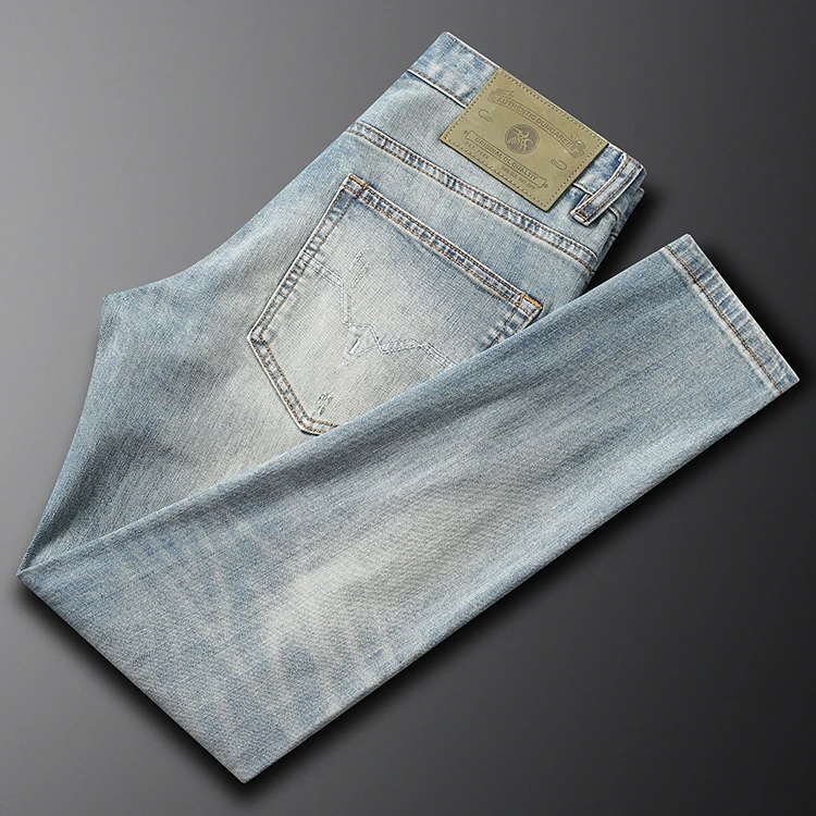 罗尔基那斯轻奢高端怀旧牛仔裤春夏重磅水洗休闲男士潮牌个性裤子