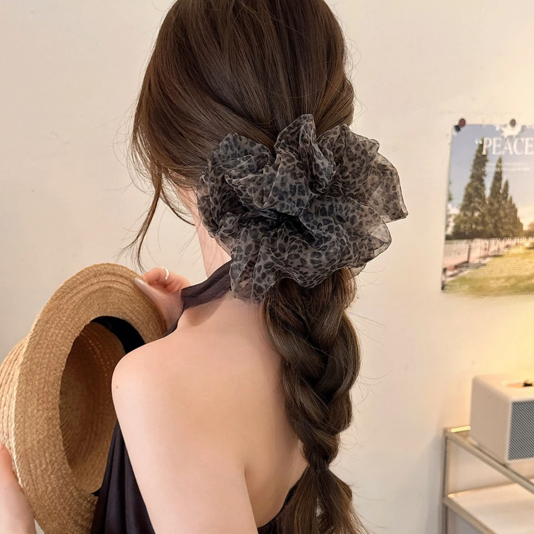 珀小棉秋冬氛围感豹纹大肠发圈ins风个性小众头饰y423662fq