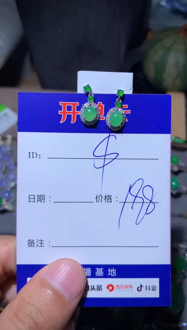 【闪购商品】翡翠耳饰银S925镶嵌定向 $$