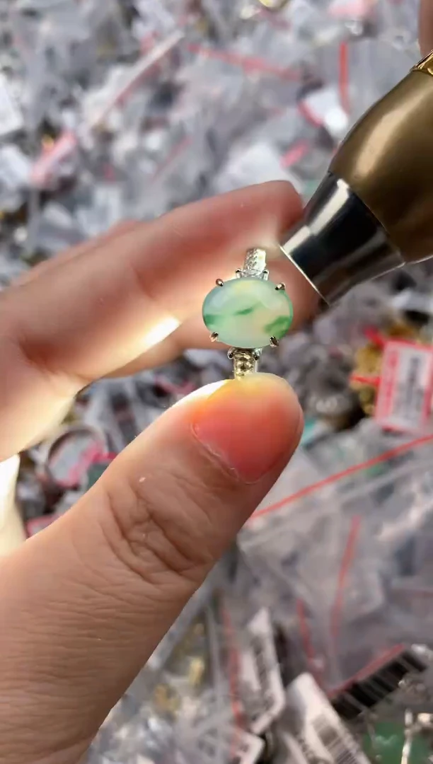 银S925镶嵌戒指翡翠555   4