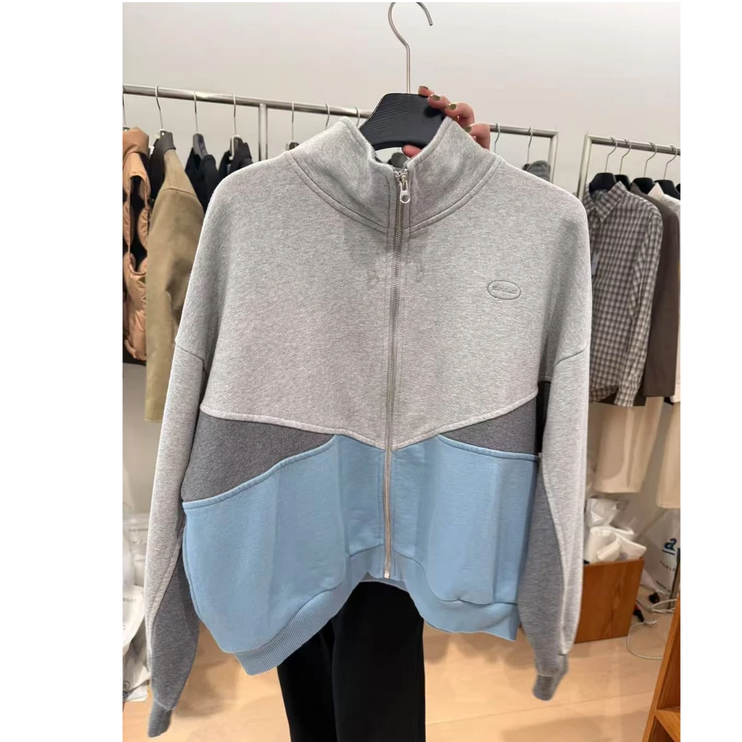 东大门立领刺绣拼接卫衣/NO退换